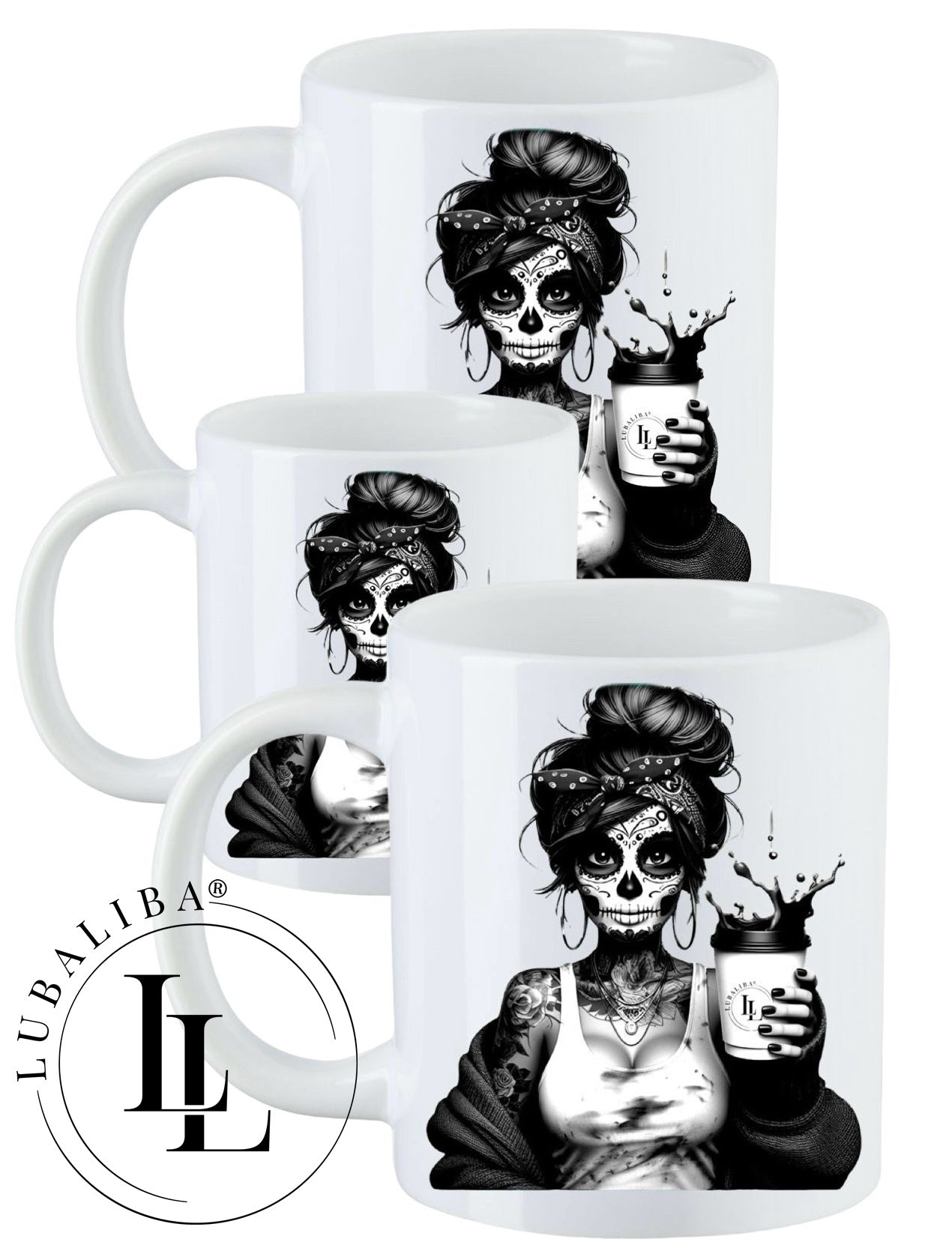 Tasse " Shadow Skull Coffee Girl " ArtNr.: DQUS